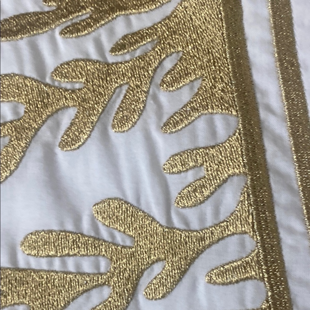 Gretchen Scott White and Gold Embroidered Women's TunicTop sz L NWOT - Picture 5 of 9